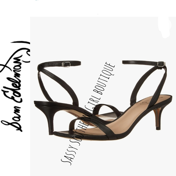 🆕⭐Sam Edelman black leather kitten heel sandals - Picture 2 of 11